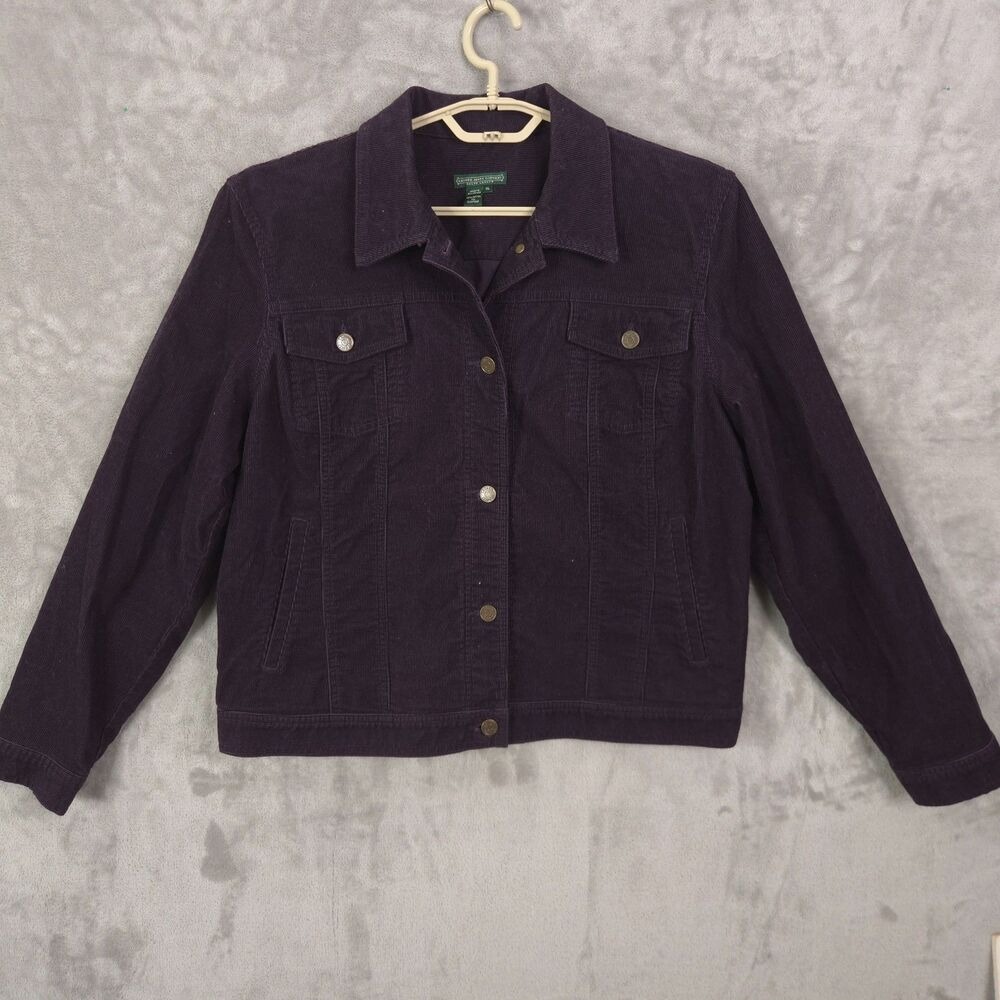 Vintage Lauren Jeans Company Corduroy Trucker Jacket Women Purple XL Y2K Retro - Picture 1 of 13